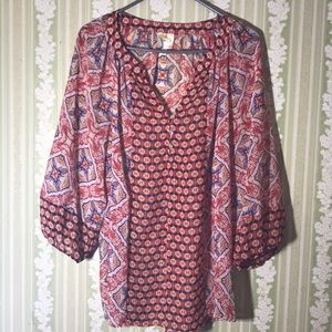 Fig & flower multicolored print blouse